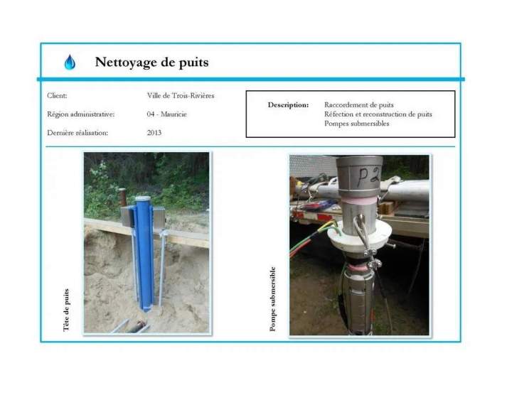 Service de nettoyage de puits Québec